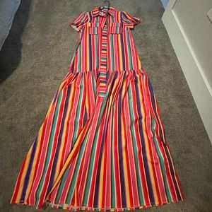 RAINBOW STRIPED MAXI DRESS (Size 6/8 Medium)